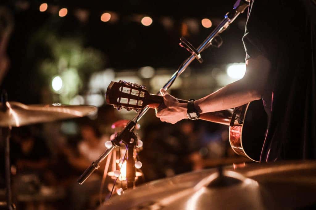 musician playing music in concert