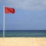 Red flag on the beach