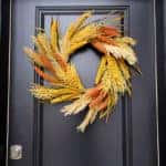 Black Front Door Autumn Wreath Close Up