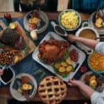 Stuffed Turkey for Thanksgiving Holidays with Pumpkin, Peas, Pecan, Berry Pie, Cheese Variations and Other Ingredient