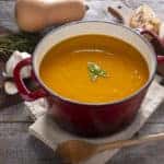 Homemade Roasted Butternut Squash Soup in a Dutch Oven