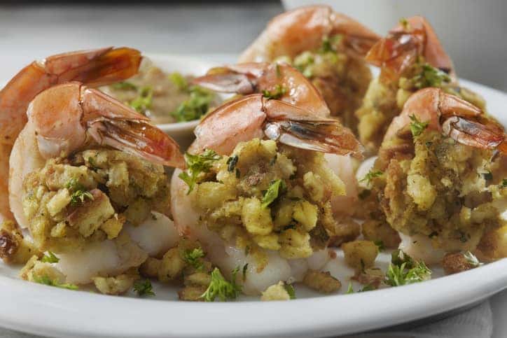Butterflied Shrimp Appetizer Stuffed with Stuffing