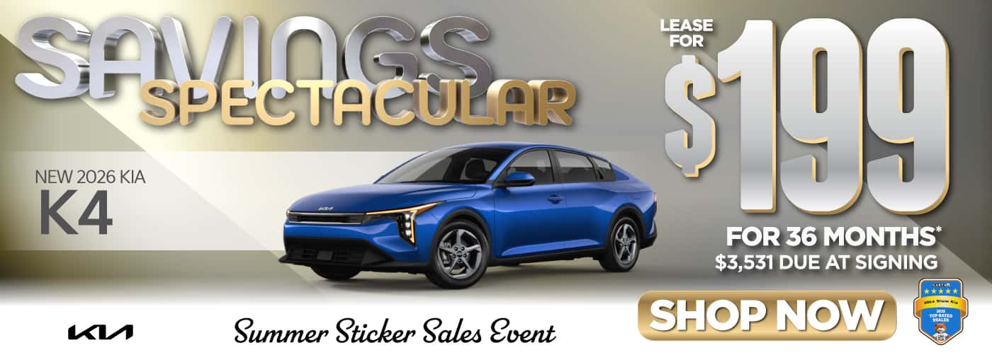 NEW 2026 KIA K4 LEASE FOR $199/36 MONTHS* $3,531 DUE AT SIGNING