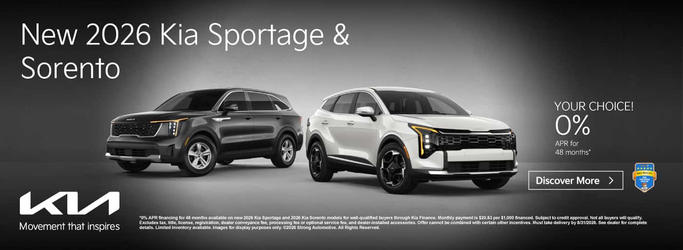 NEW 2026 KIA SPORTAGE & SORENTO YOUR CHOICE! 0% APR / 48 MO*