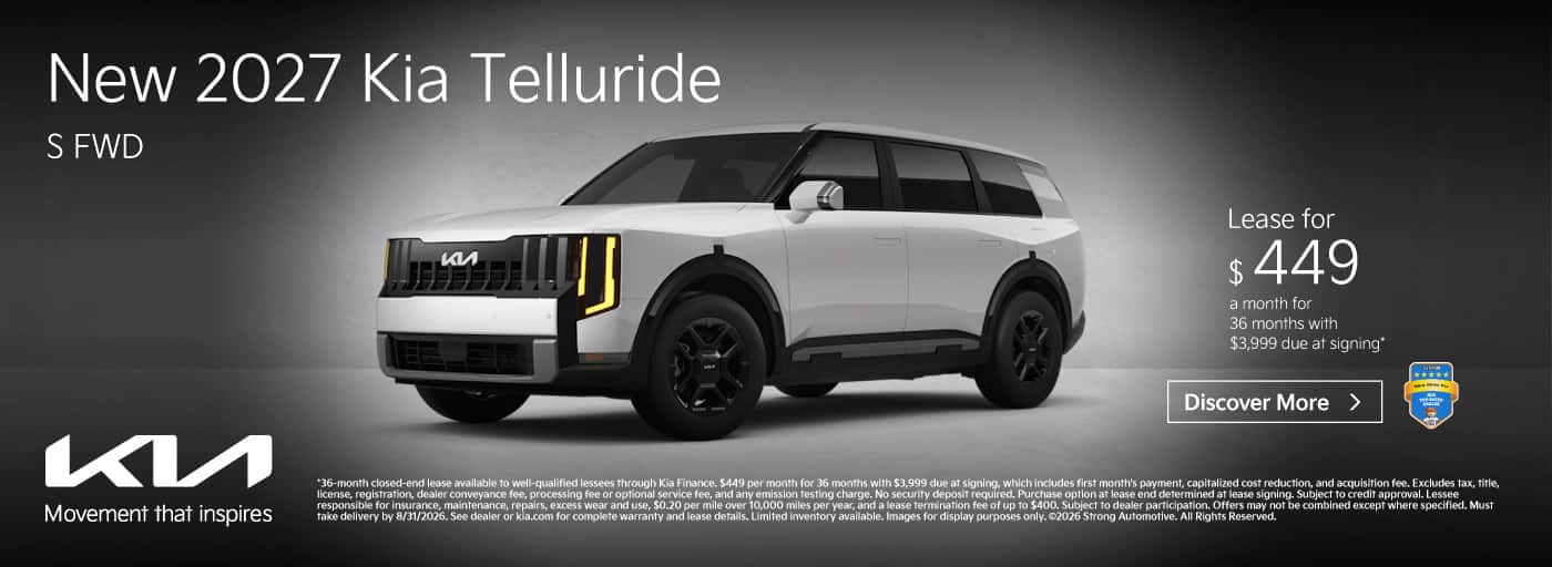 NEW 2027 KIA TELLURIDE S FWD LEASE $449 / 36 MO* $3,999 DUE AT SIGNING