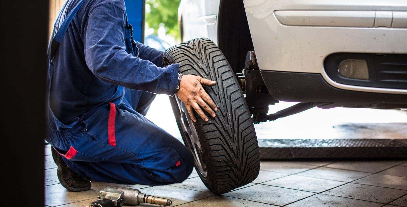 Tire service in progress