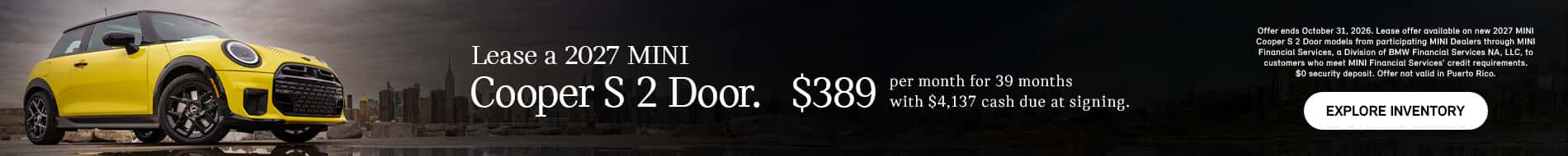 Mini Cooper S Lease Offer