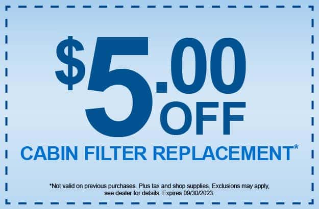 $5 off Cabin Filter