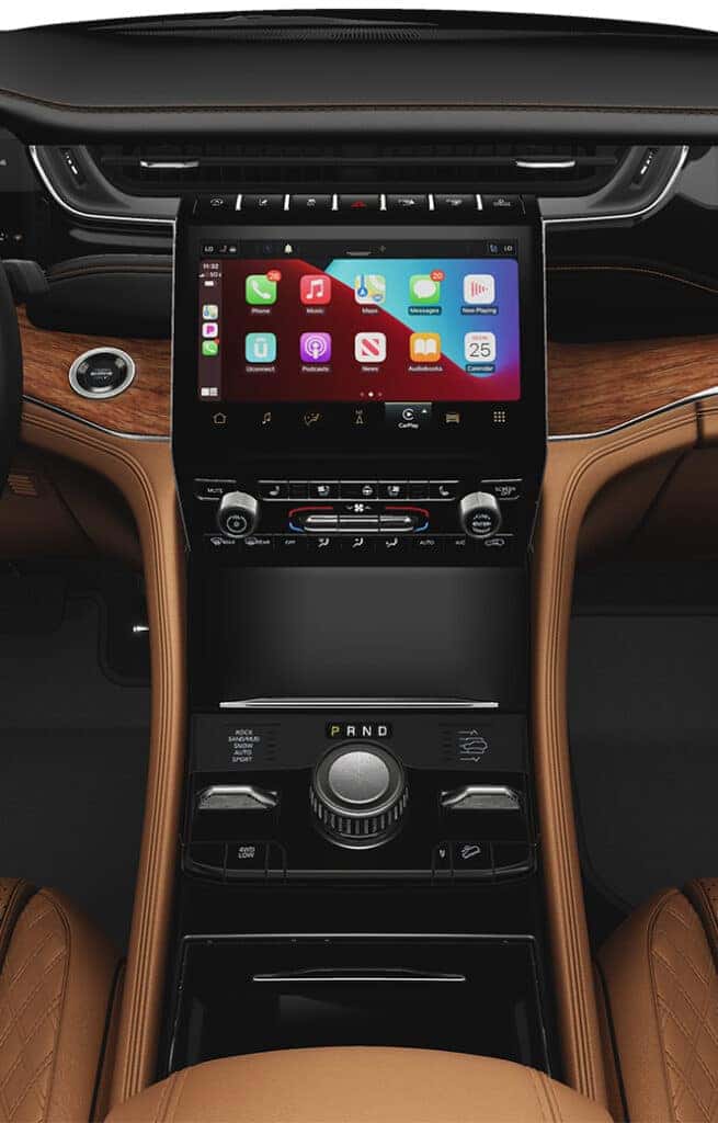 Android Auto vs. Apple CarPlay at Stetler DCJR in York, PA | close up of Apple carplay displayed on center console for a Jeep vehicle