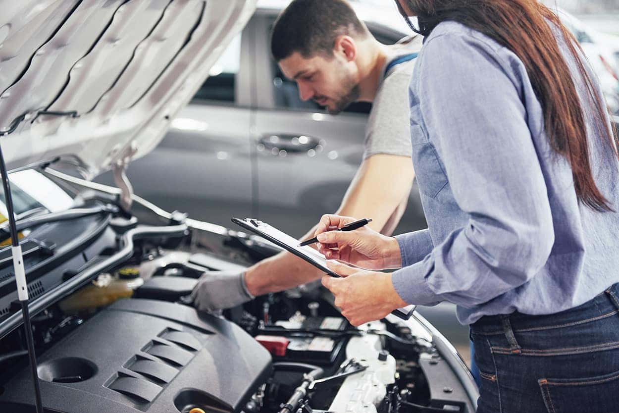 What is included in a Multi-Point Inspection? | Stetler DCJR in York, PA | Mechanics doing a multi-point inspection on vehicle
