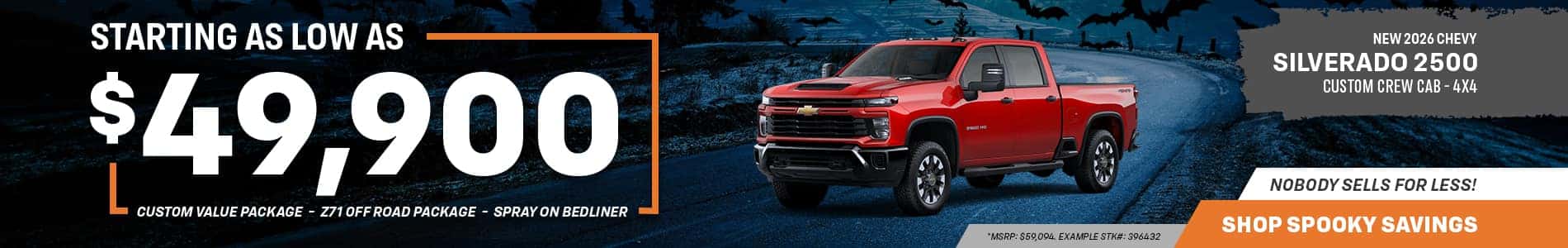 NEW 2026 CHEVY SILVERADO 2500 / CUSTOM / CREW CAB / 4X4 / STARTING AS LOW AS $49,900 Promo