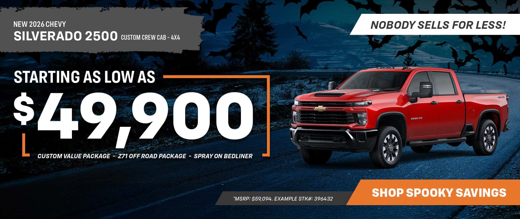 NEW 2026 CHEVY SILVERADO 2500 / CUSTOM / CREW CAB / 4X4 / STARTING AS LOW AS $49,900 Promo