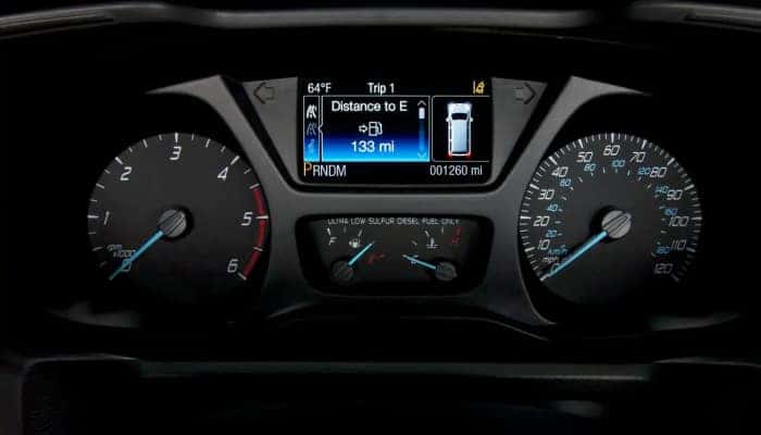 Digital instrument cluster inside the Ford Transit