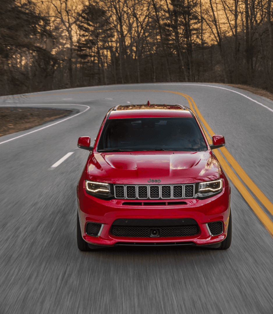 Jeep Grand Cherokee Trackhawk Red Highway Woods