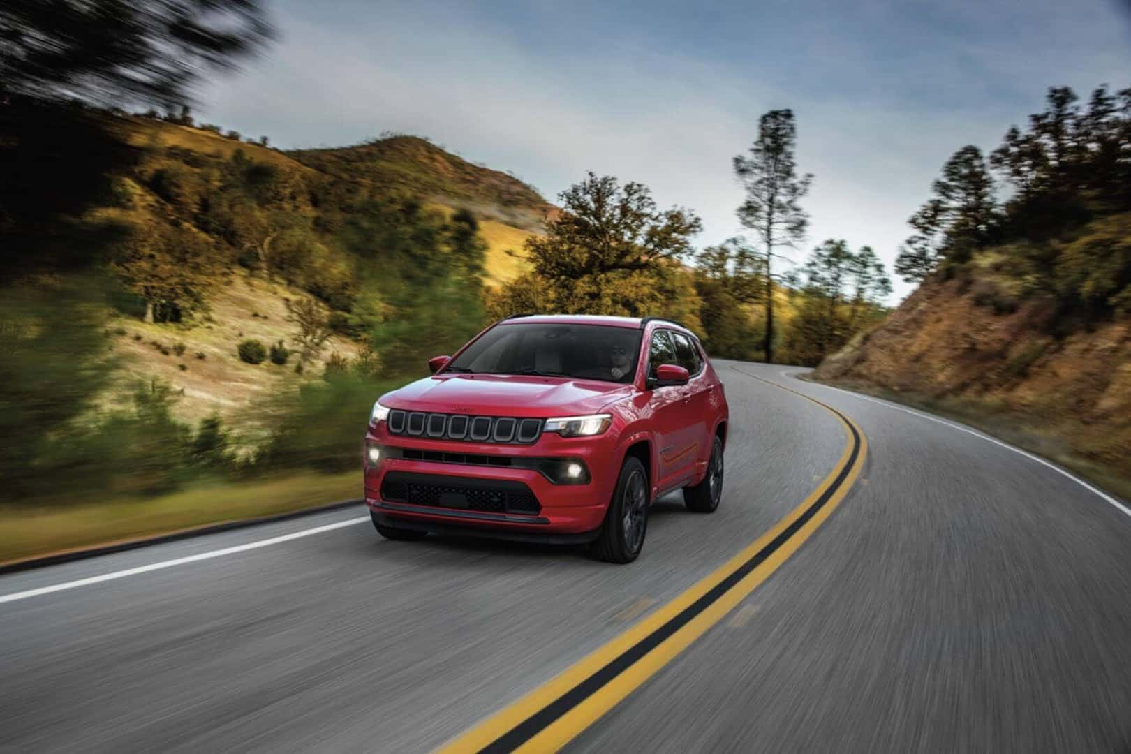 2022 Jeep Compass in Red on Road