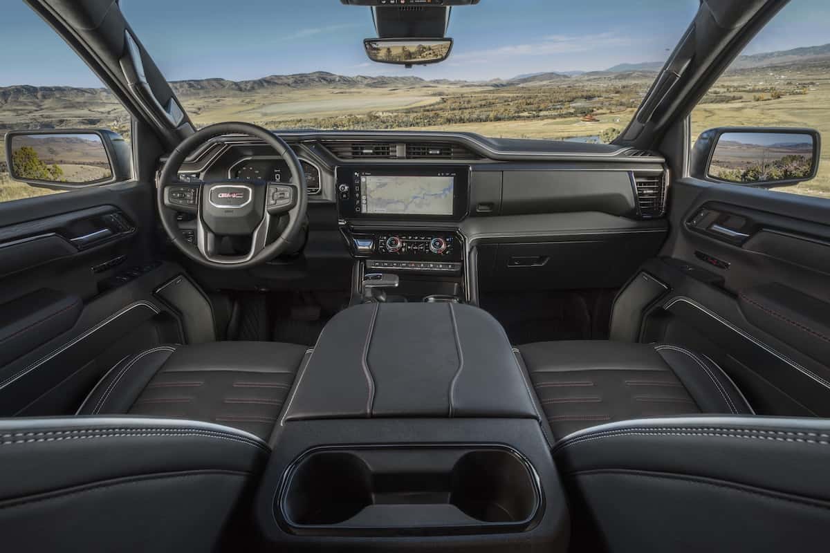 Obsidian Rush interior of the 2024 GMC Sierra 1500 AT4X AEV Edition.