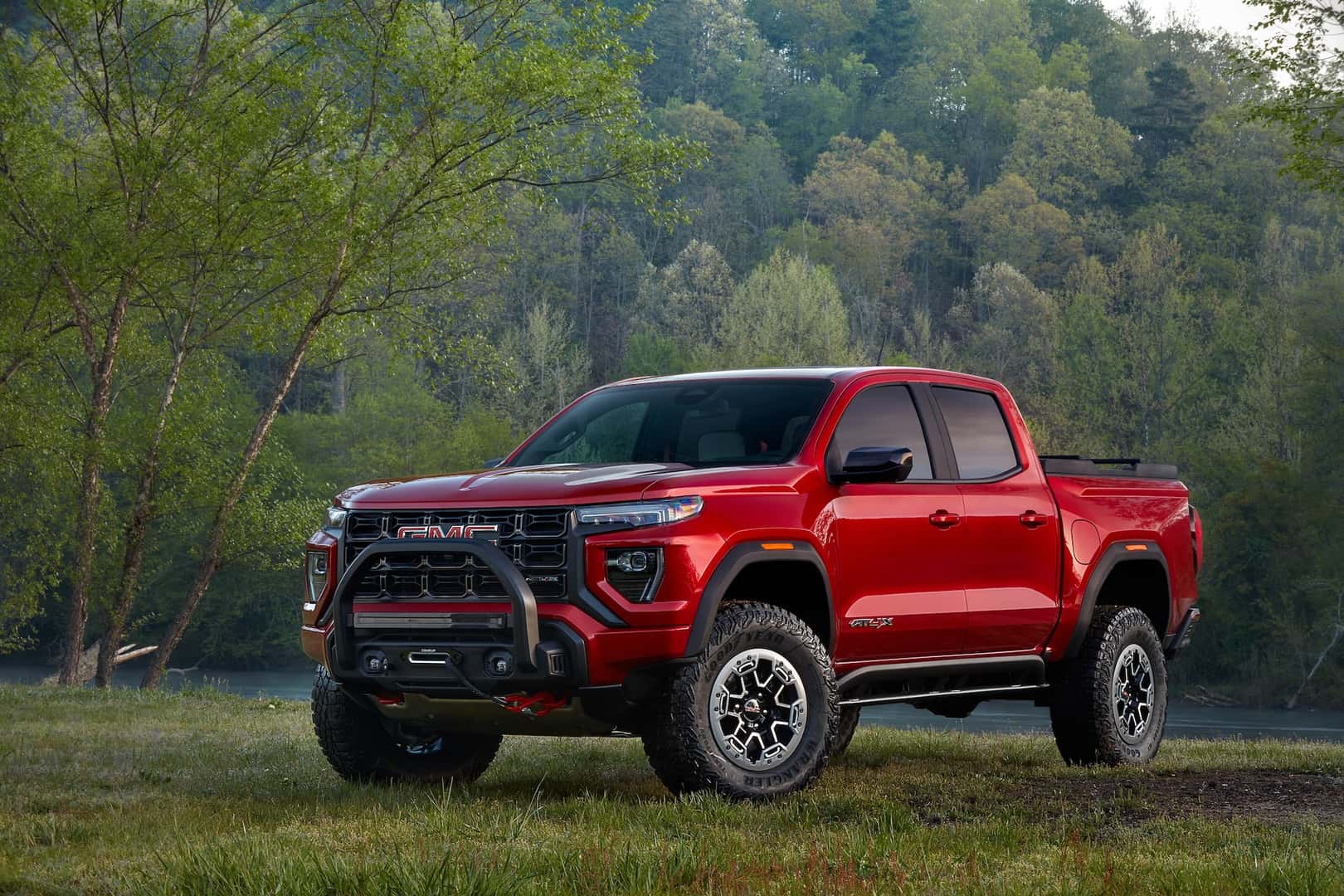 Wide angle shot of 2023 GMC Canyon AT4X Edition 1 at French Broad River.