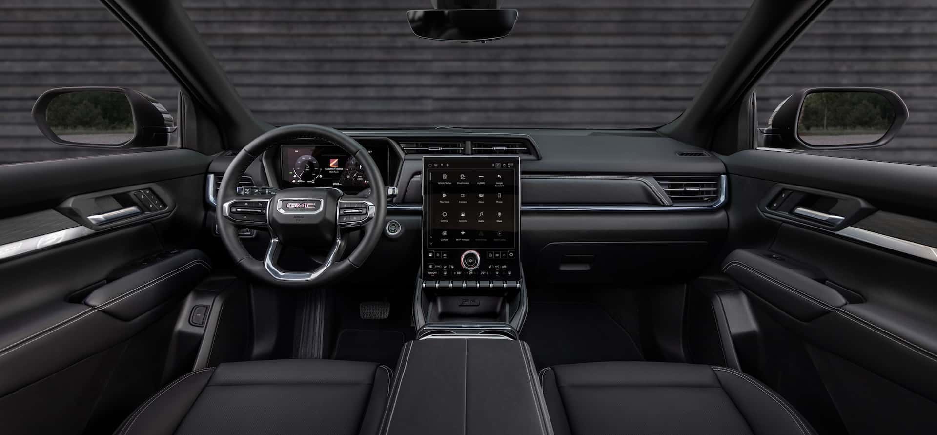 View of the next-generation 2025 GMC Terrain Elevation’s refreshed interior featuring a new 15-inch-diagonal premium GMC Infotainment Center and 11-inch-diagonal Driver Information Center.