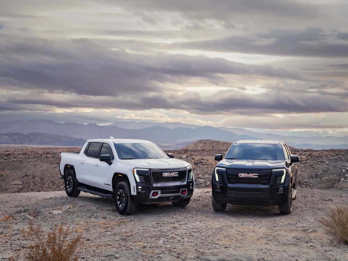 2026 GMC Sierra EV trucks white and black 