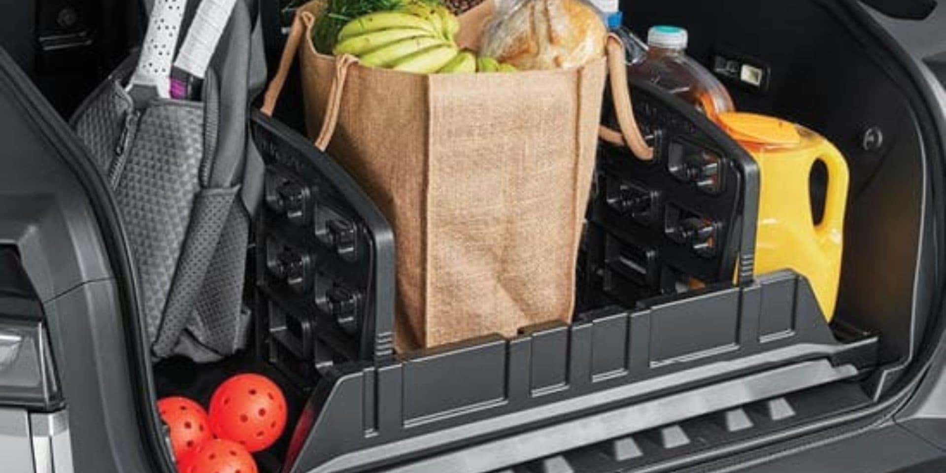 Cargo organization in a GMC Sierra EV available at valley gmc in auburn wa