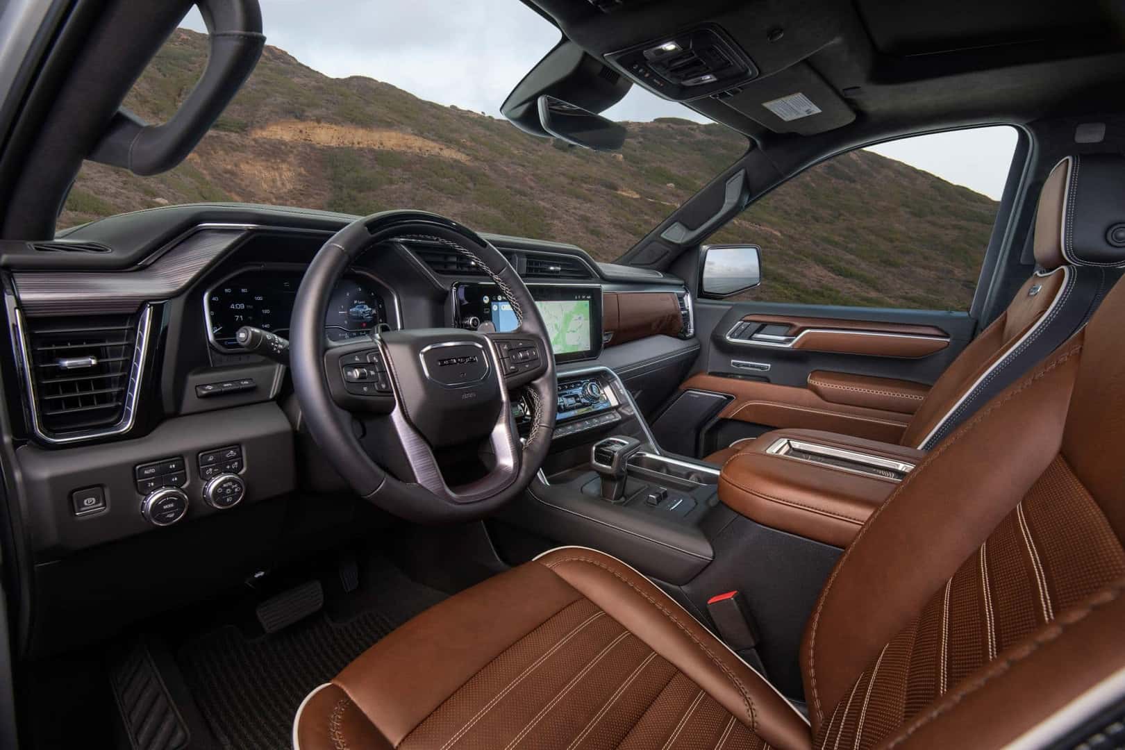The Leather Upholstered Front Interior Of The Fantastic GMC Sierra 1500 Denali Ultimate