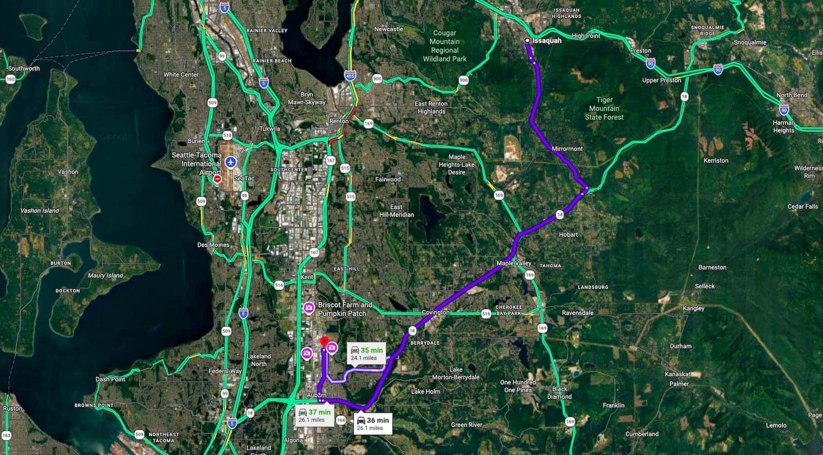 Directions from the Issaquah to Valley GMC