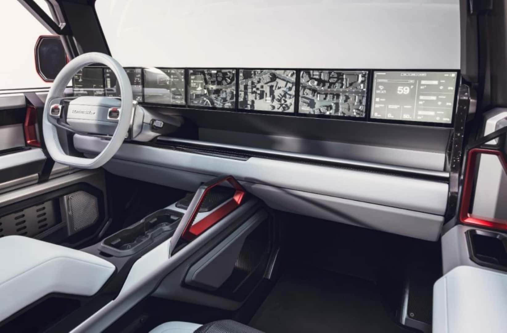 The Clean and White Interior Concept Of The Outstanding And Spectacular GMC Hummer X Truck Concept