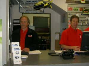 Jay and Bill behind the parts counter circa 2017
