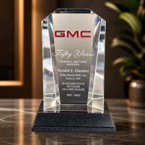 GMC award for 50 years of being a family owned dealership.