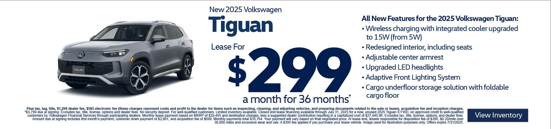 2025 Volkswagen Tiguan $299 for 36 Months*