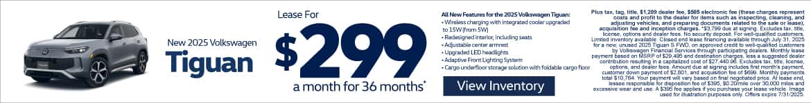 2025 Volkswagen Tiguan $299 for 36 Months*