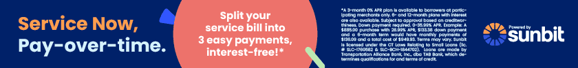 Service Now, Pay-Over-Time. Split your service bill into 3 easy payments, interest-free!*