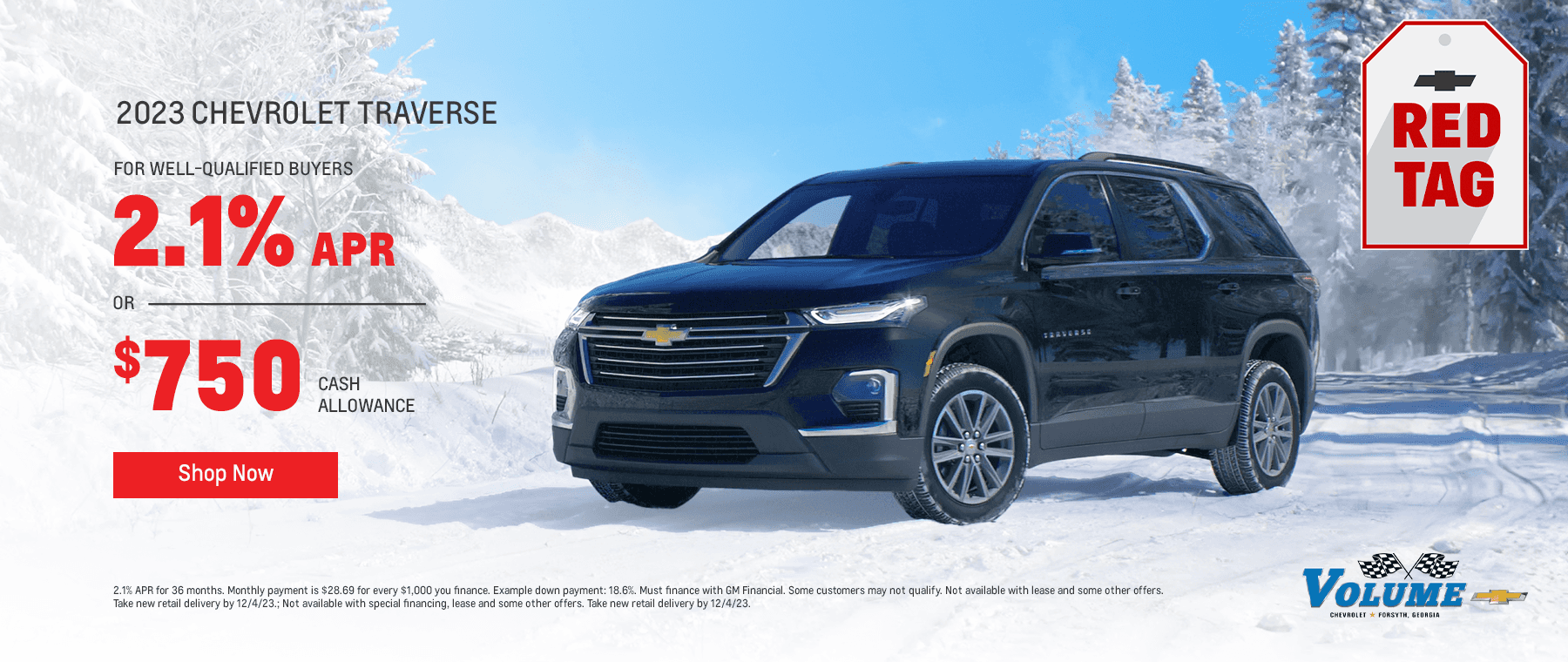 2023 Chevrolet Traverse For well-qualified buyers 2.1% APR OR $750 Cash Allowance