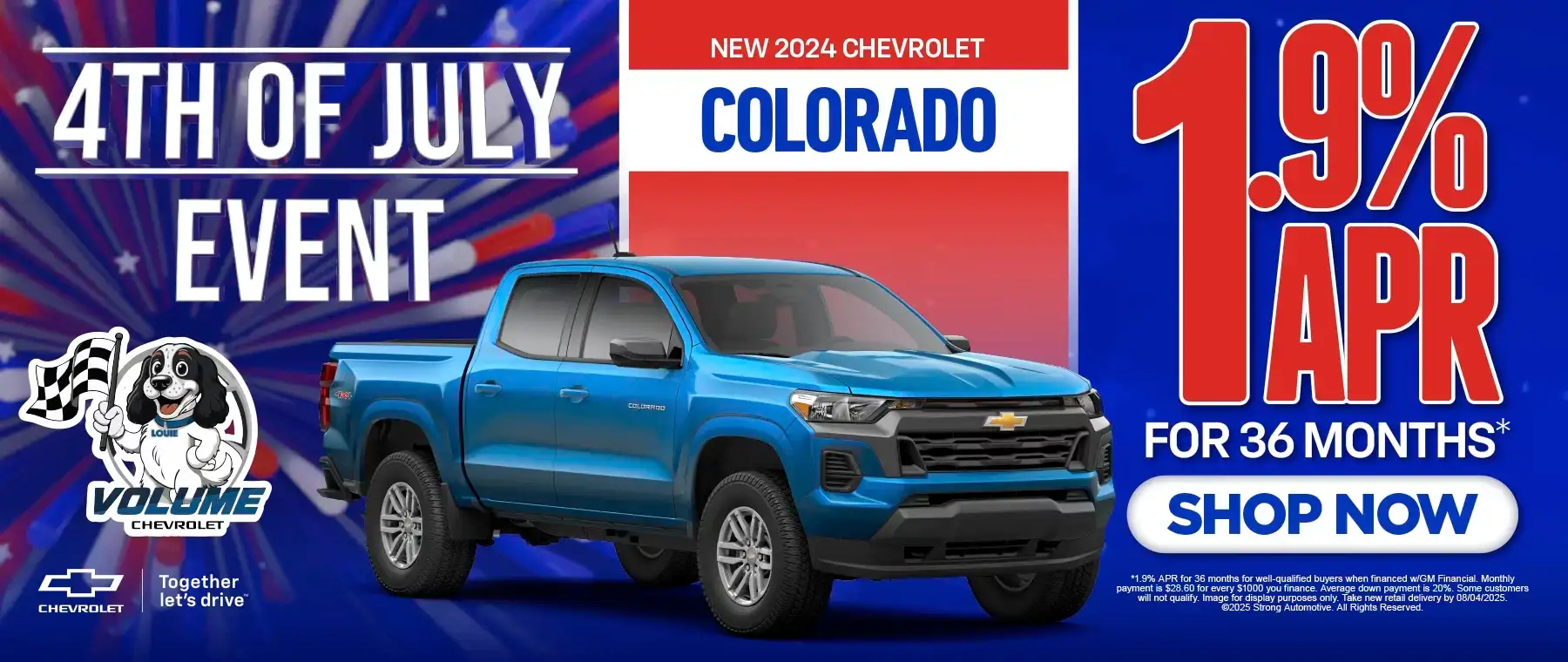 New 2024 Chevrolet Colorado 1.9% APR FOR 36 MOS*