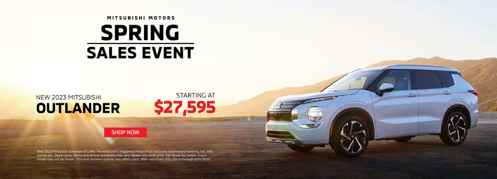 spring sales event outlander white suv in the sun